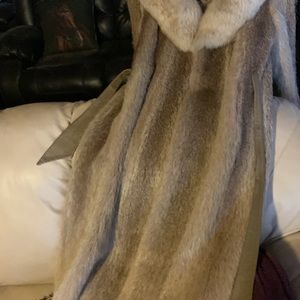 Full length Nutria fur coat with  Fox Fur Collar